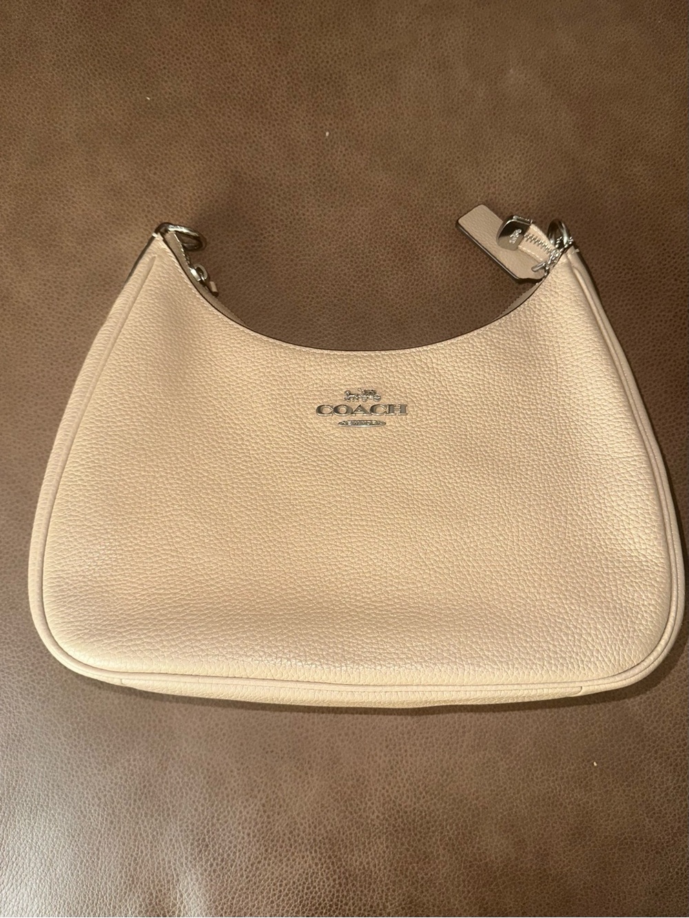 Coach Pebbled Leather Hobo Bag in Beige-Tan - Picture 2 of 12